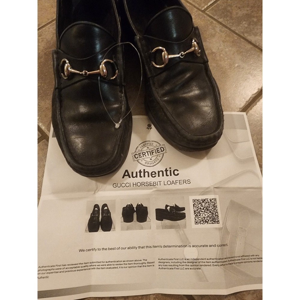 Gucci Mens 10D Horsebit Loafers Black Leather Italy Authenticated As-Is
